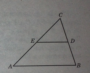 Площадь треугольника ABC равна 28. DE - средняя линия. Найдите площадь трапеции ABDE.
