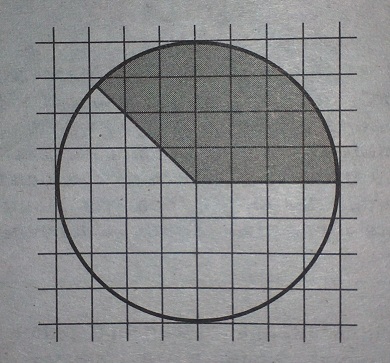 На клетчатой бумаге нарисован круг, площадь которого равна 56. Найдите площадь заштрихованной фигуры.