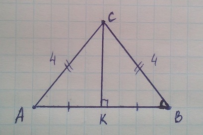 В треугольнике АВС АС=ВС=4, sinВ = корень из 19/10. Найдите АВ.