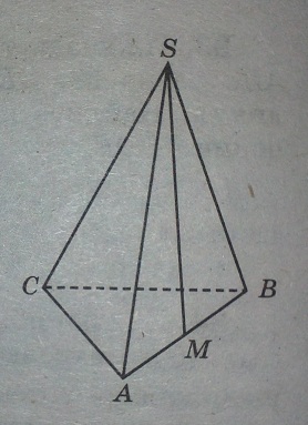 В правильной треугольной пирамиде SABCD M - середина ребра AB, S - вершина. Известно, что BC=4, а площадь боковой поверхности пирамиды равна 18. Найдите длину отрезка SM.
